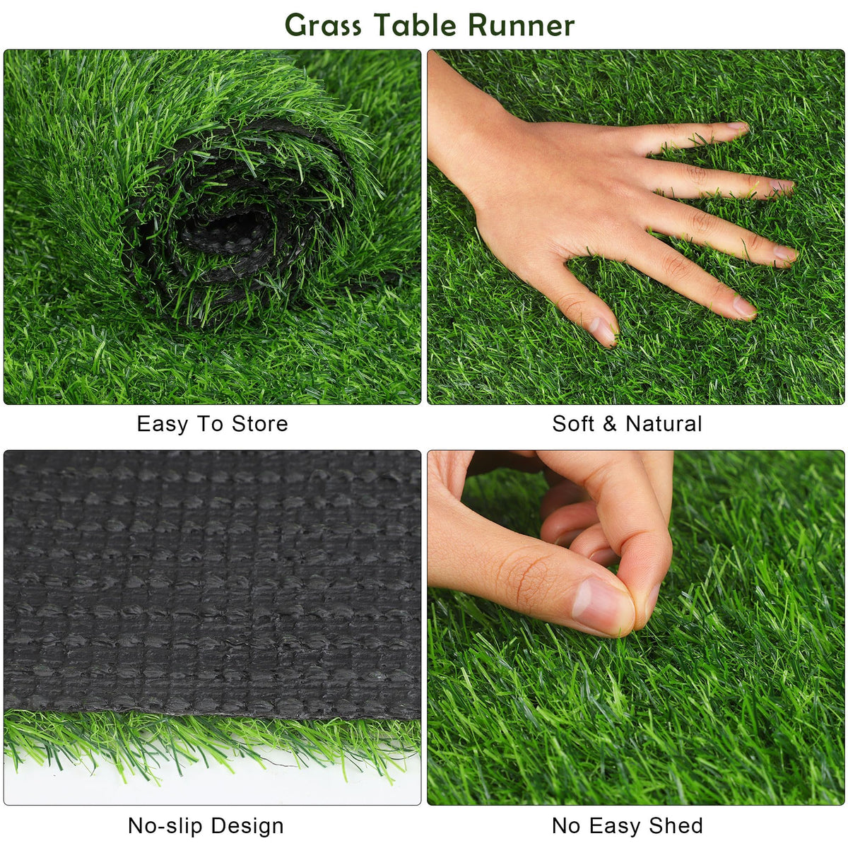 TURSTIN soft realistic grass close-up adds comfort and subtle texture under plates