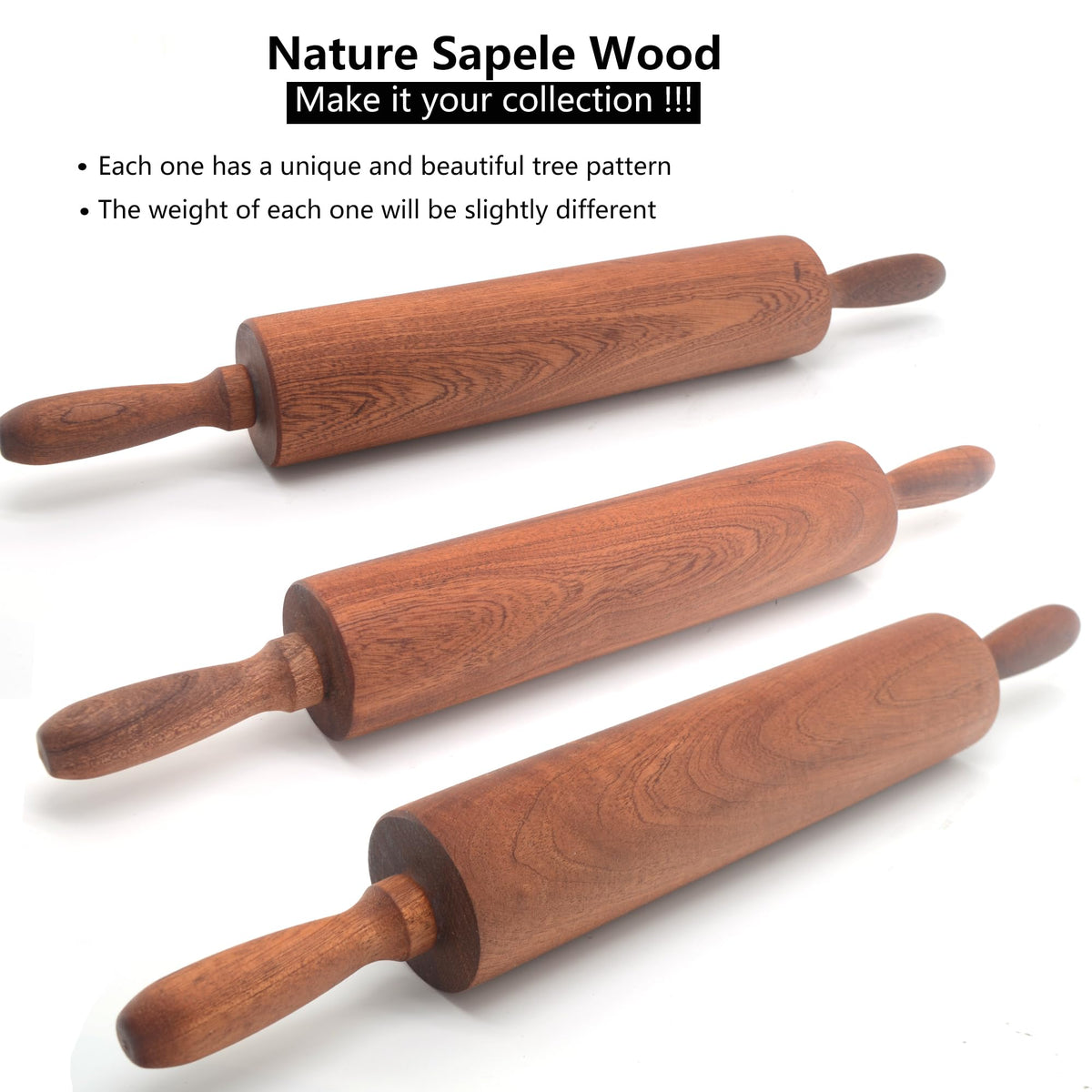 TUSIWIT ergonomic grip on rolling pin supports comfortable, steady rolling.