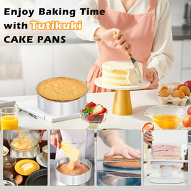 tutikuki 8-inch cake pan parchment paper included eases cake release