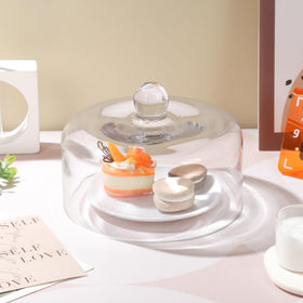 twakutwaku glass dome cloche elevates dessert displays on kitchen counters and stands.