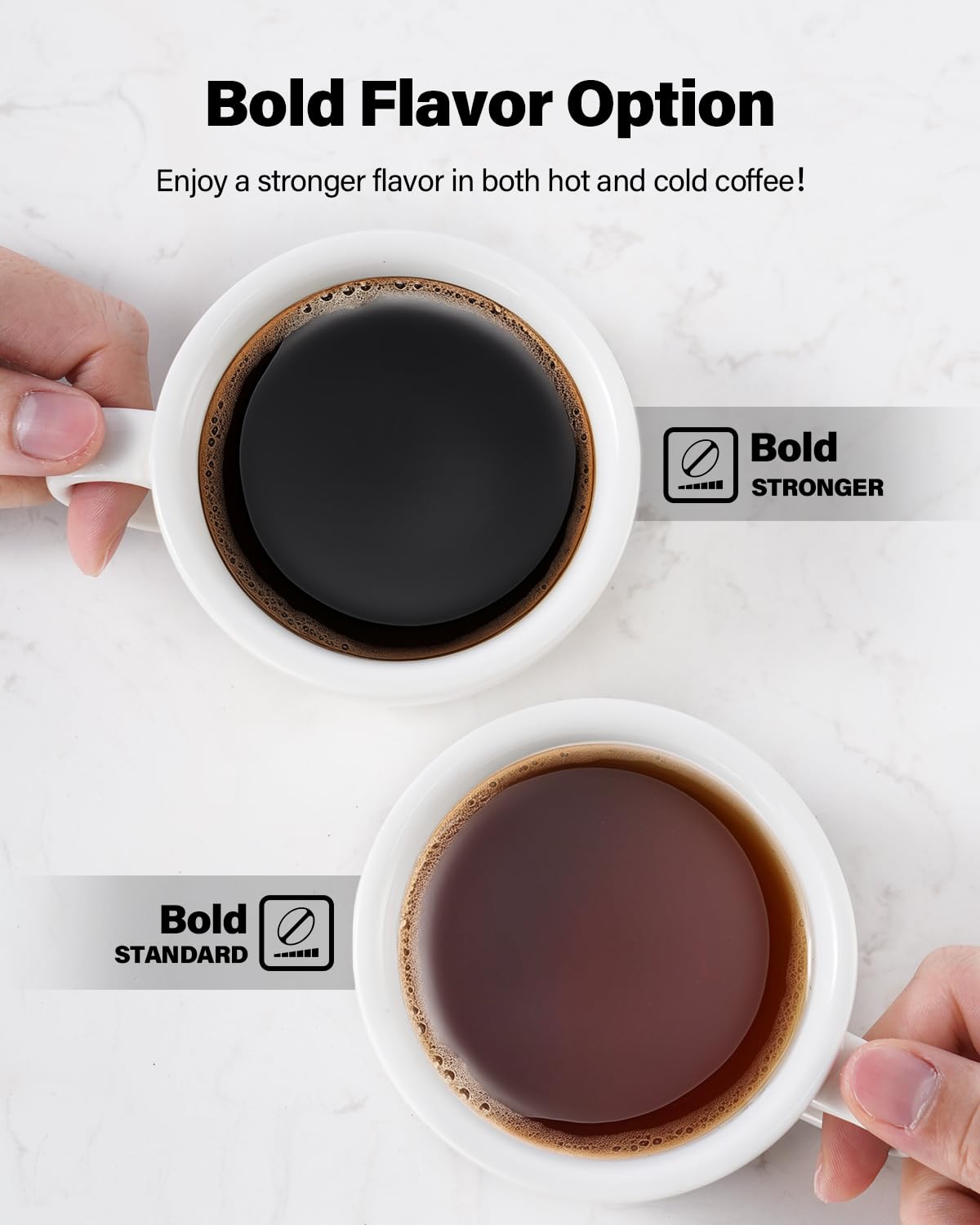 TWOMEOW 6-14oz brew sizes shown for flexible cup options