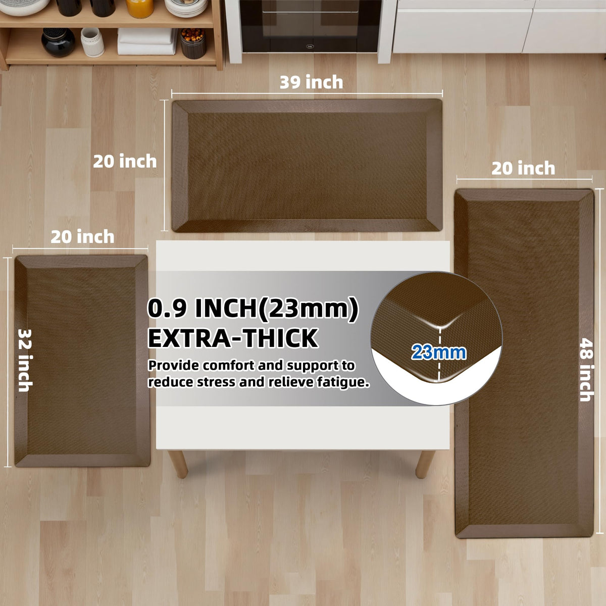 Tyrot memory foam 23mm kitchen mat cushions feet and knees during extended standing.