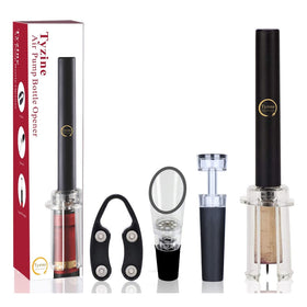 Tyzine air pressure pump wine opener demonstrates effortless cork removal and fast pouring.