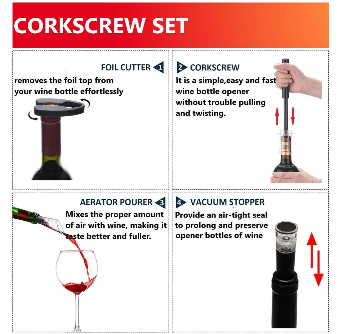 Tyzine simple cork remover provides quick cork extraction with minimal effort.