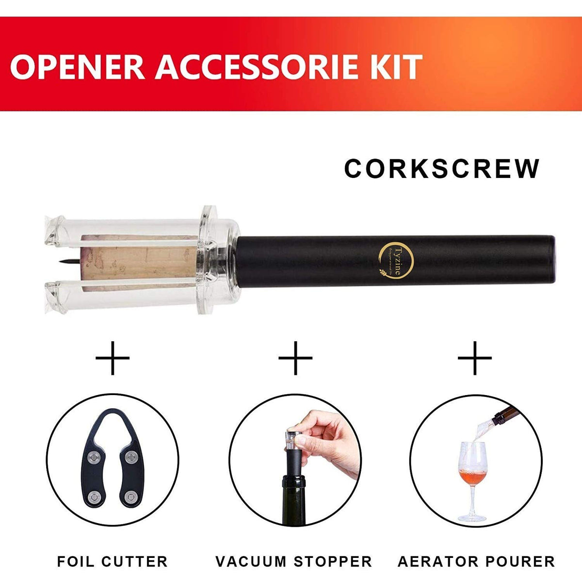 Tyzine vacuum stopper seals wine to preserve flavor after opening.
