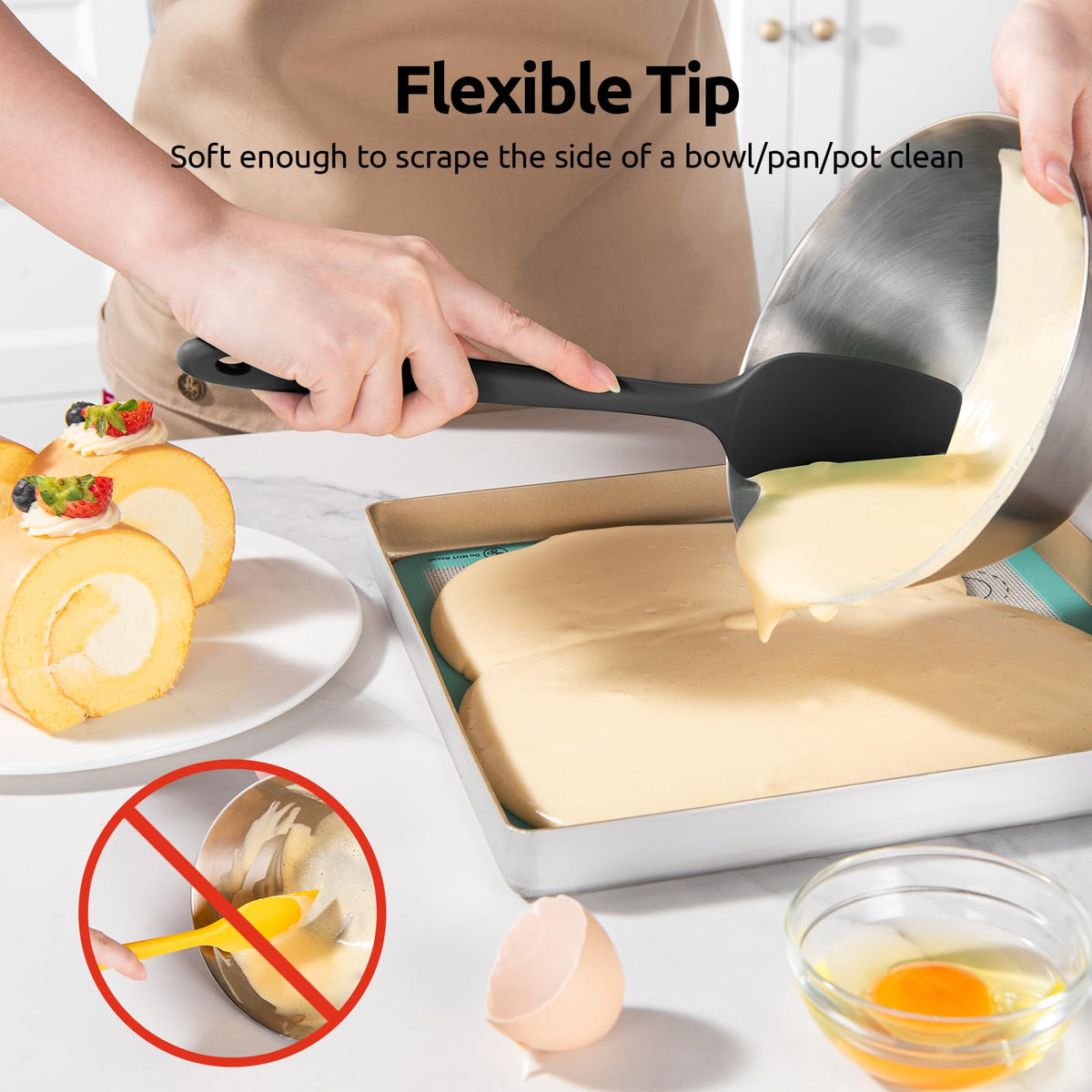U-Taste silicone spatula set mini spatula reaches tight corners with flexible tip