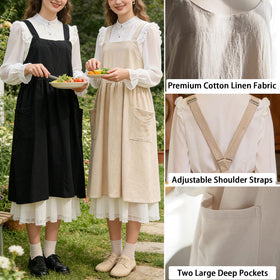 Uaussi cotton-linen apron suitable for durable kitchen wear.