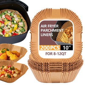 UBeesize XL 10in air fryer liner pack ready for use, keeps baskets clean.