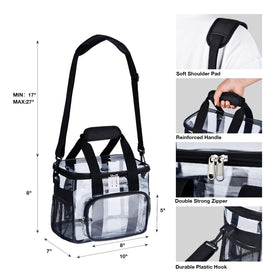 UEASE Clear Lunch Bag open compartment reveals organized spaces for meals and snacks.