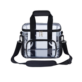 UEASE Clear Lunch Bag organized interior pockets for keys, cards, and utensils.