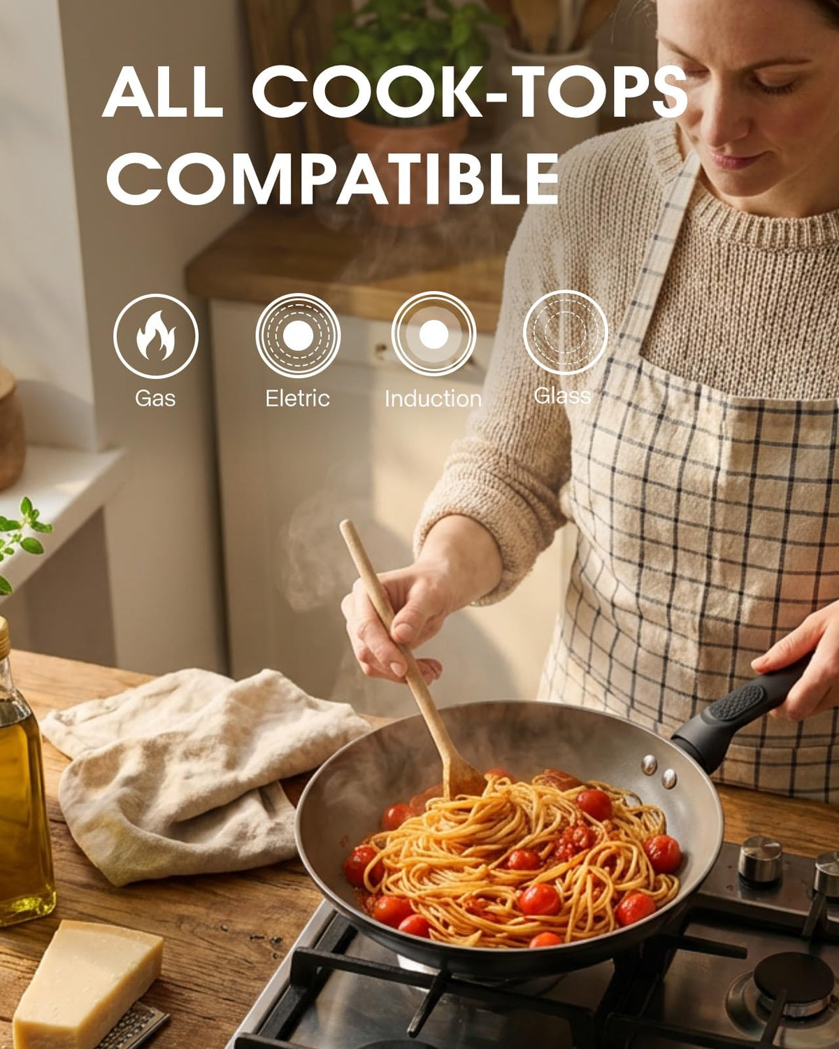 UFIRE all-stovetop compatibility enables use on gas, electric, or induction.