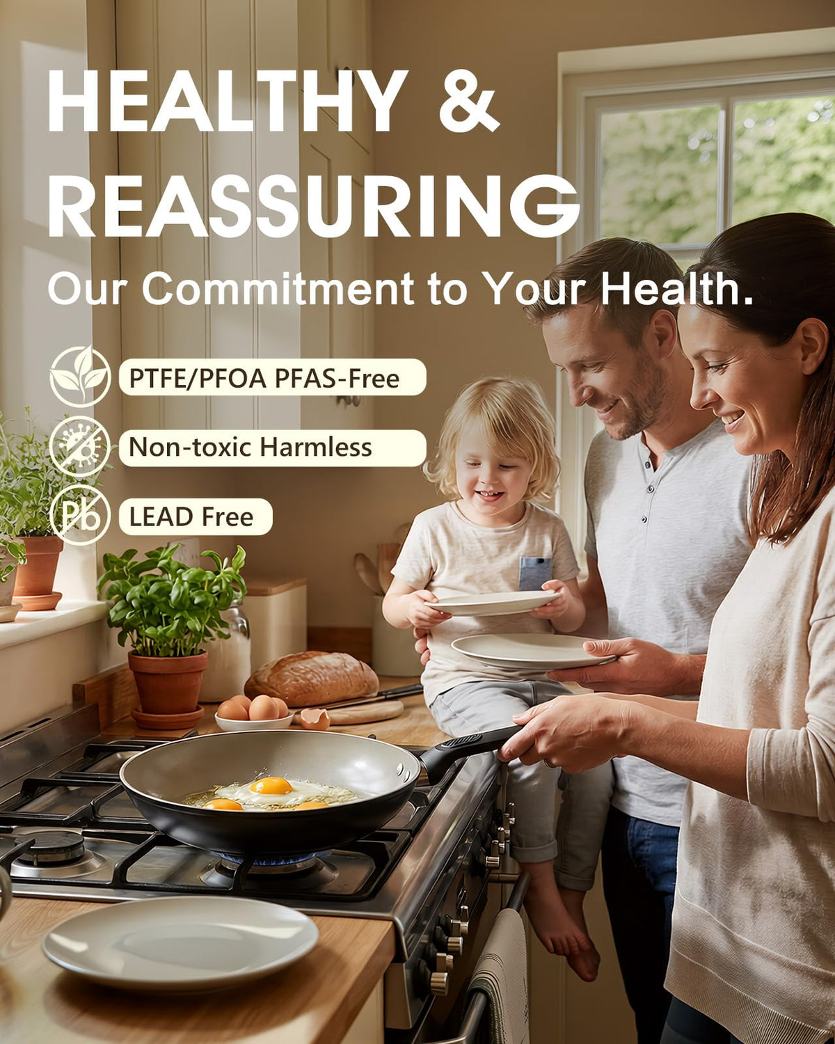 UFIRE ergonomic handle design supports a comfortable grip during cooking.