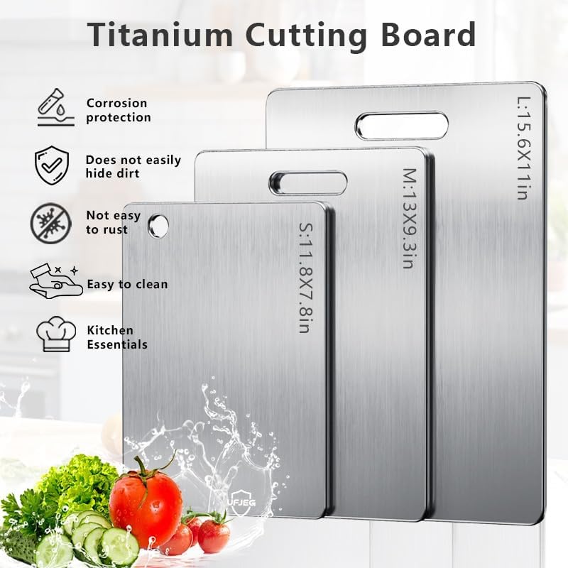 UFJEG titanium cutting board for outdoor use supports camping and picnics on the go.