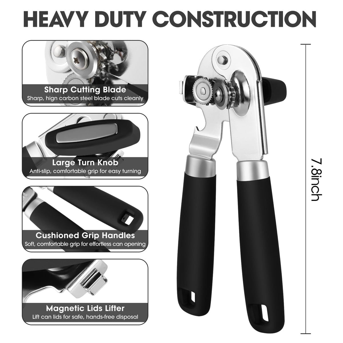 UHIYEE manual can opener demonstrates precision gear for smooth cutting