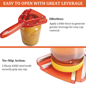 Uinxan jar opener with dual stainless steel teeth grips lids securely
