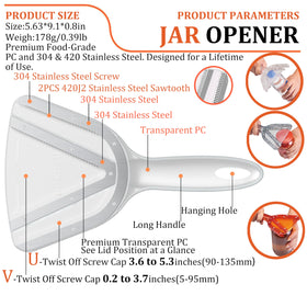 Uinxan jar opener long handle provides extra leverage for stubborn caps