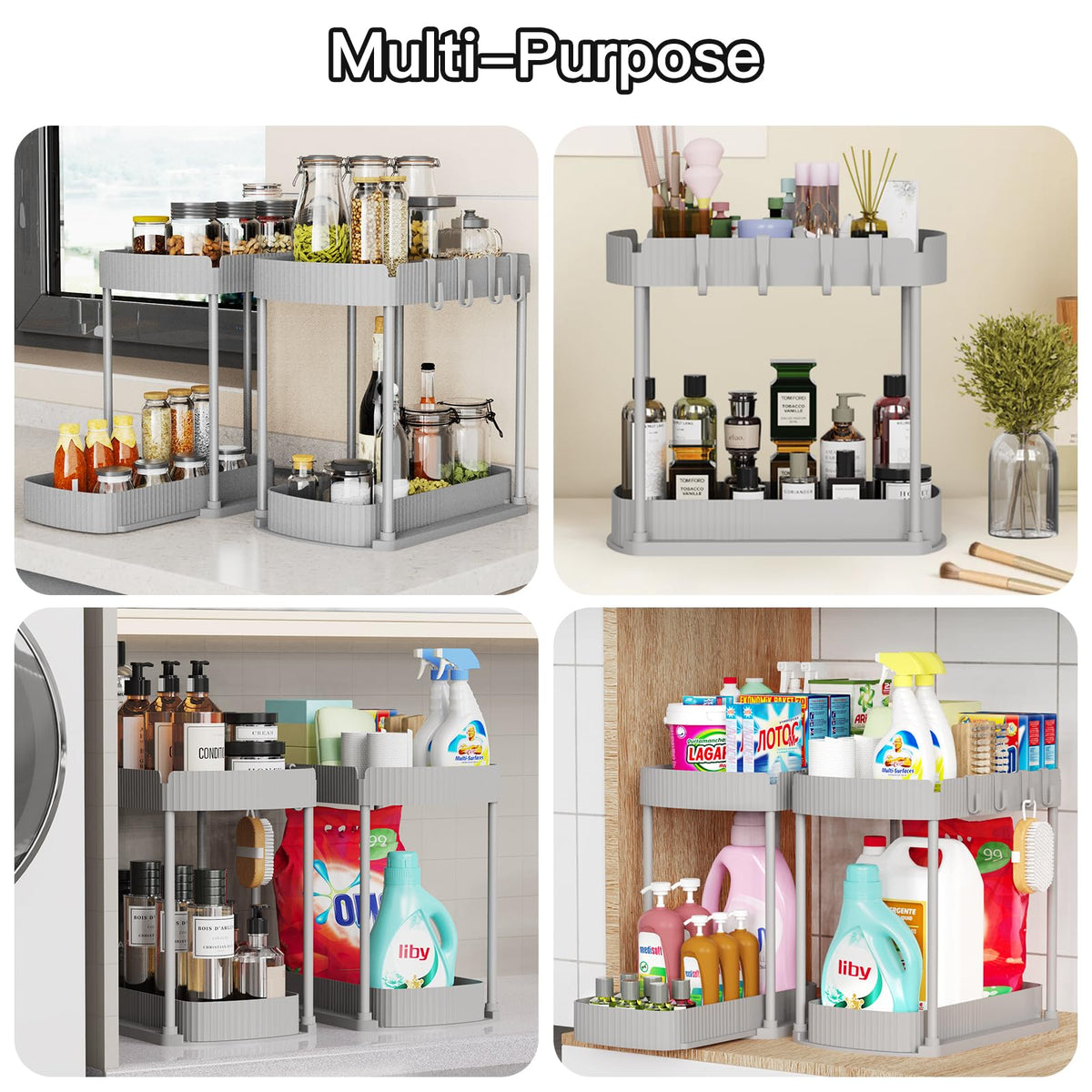 Ukeetap 15x8x12.8 inch organizers fit narrow cabinets and shelves