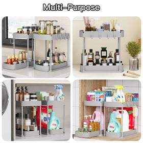 Ukeetap 15x8x12.8 inch organizers fit narrow cabinets and shelves