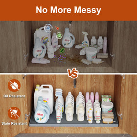 Ukeetap anti-slip silicone mat keeps items secure under the sink