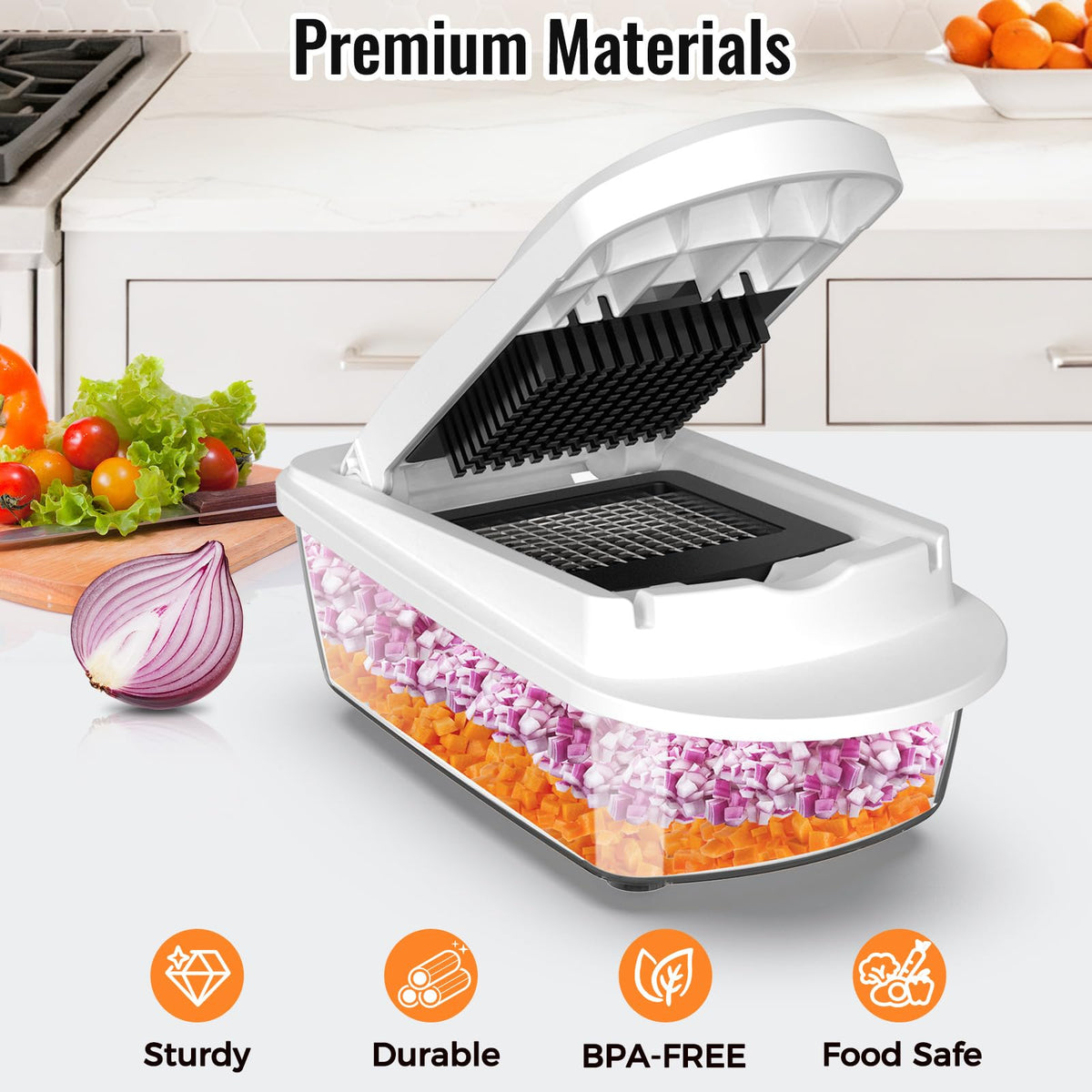 ukeetap 17L container keeps chopped ingredients organized during prep