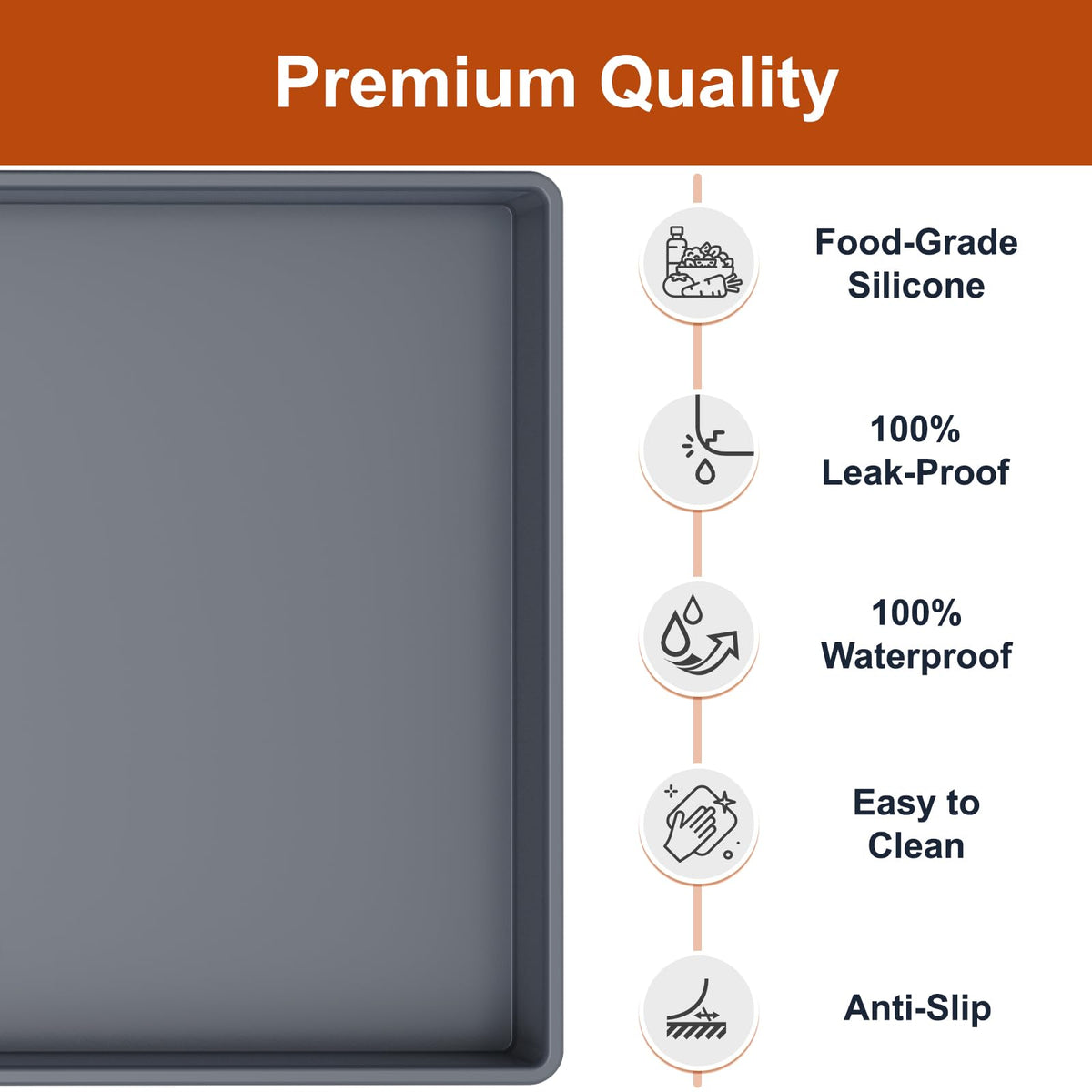 Ukeetap gray silicone mat waterproof raised edge protects cabinets
