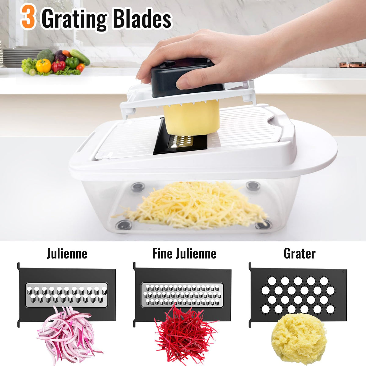Ukeetap onion chopping action delivers even, fast results.