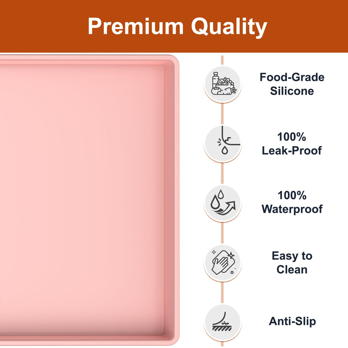 Ukeetap raised-edge silicone mat traps liquids to protect surfaces