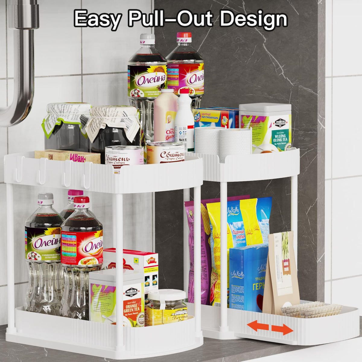 Ukeetap under-cabinet storage in white for kitchen organization.