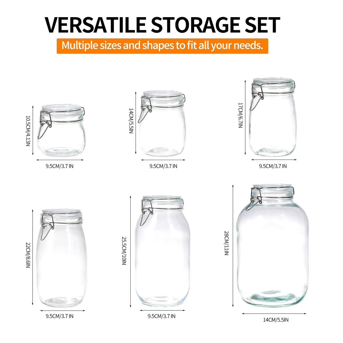 Ulodimi transparent jars showcase contents for meal prep and labeling.