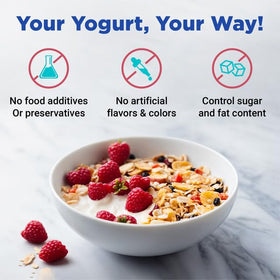 Ultimate Probiotic Yogurt Maker lifetime warranty badge signals trusted support.