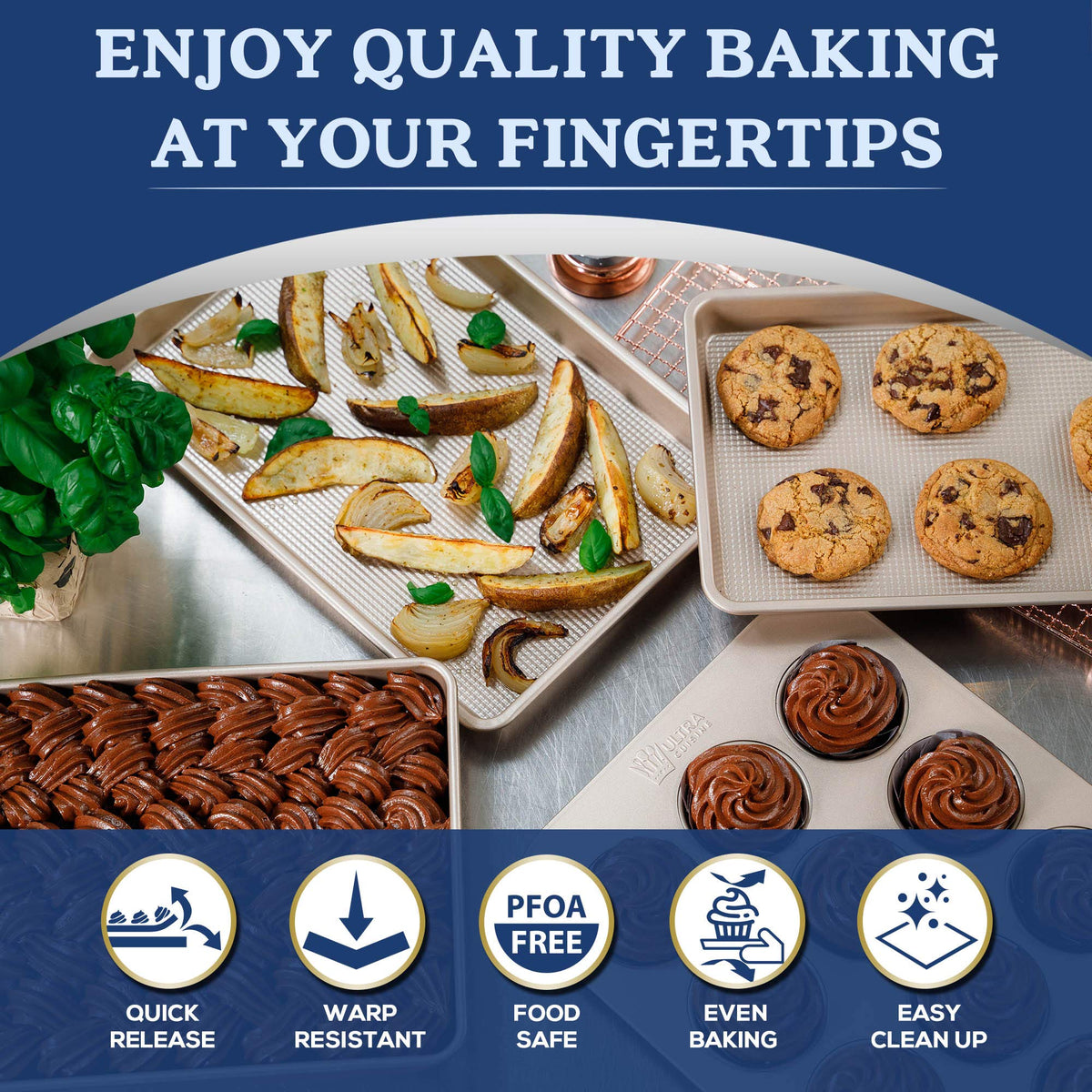 Ultra Cuisine pan with PTFE-free coating enables quick cleanup.