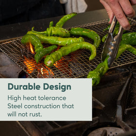 Ultra Cuisine oven-safe cooling rack withstands up to 575°F for high-heat tasks.
