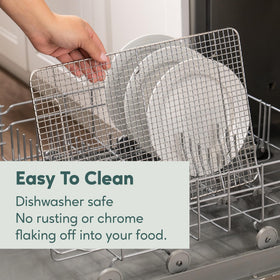 Ultra Cuisine quarter-sheet rack fits standard 13x9 pans for versatile use.