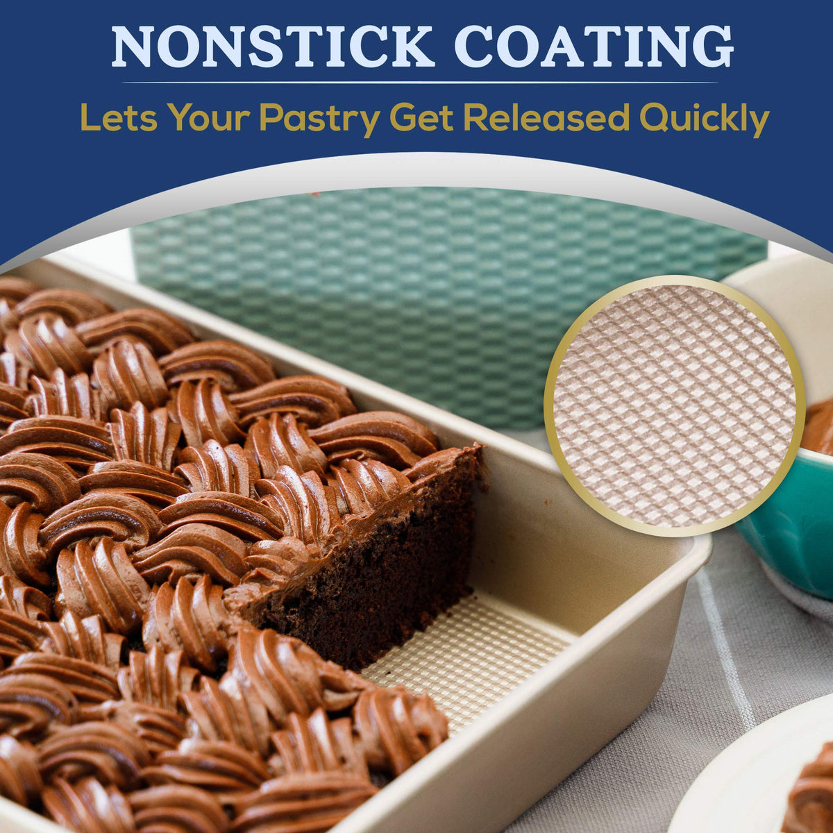 Ultra Cuisine pan features rolled edges for rust-free reliability.