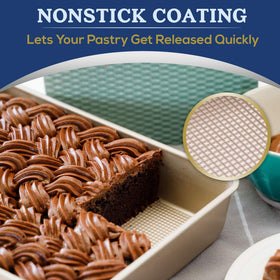 Ultra Cuisine pan features rolled edges for rust-free reliability.