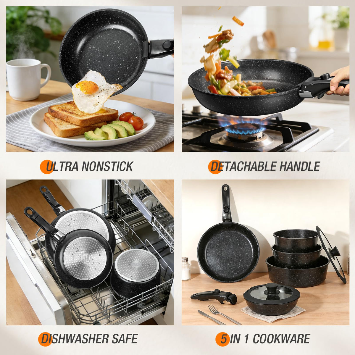 UMETRE dishwasher-safe cookware for quick and easy cleaning.