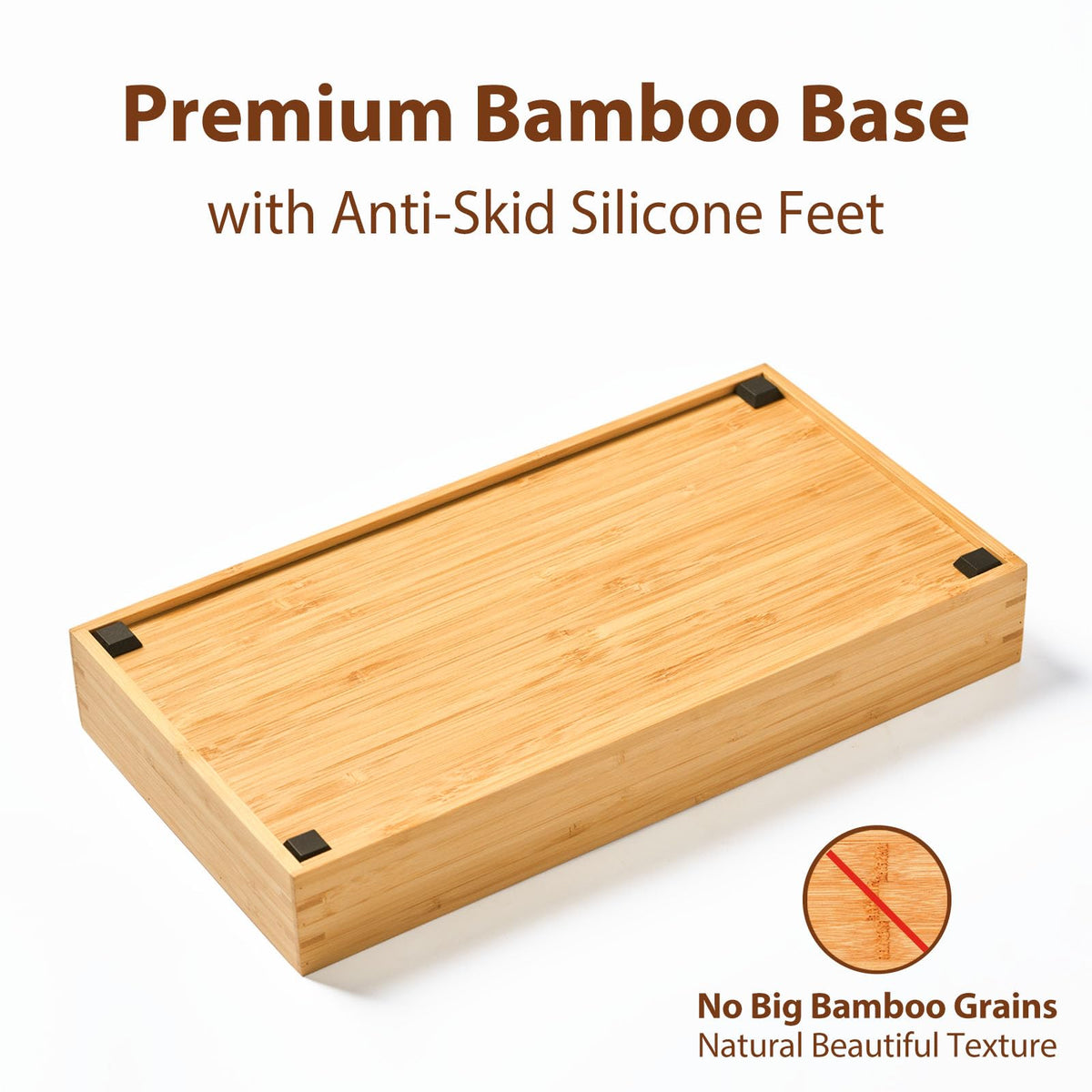 Umilife anti-skid silicone feet stabilize the organizer during drawer use.