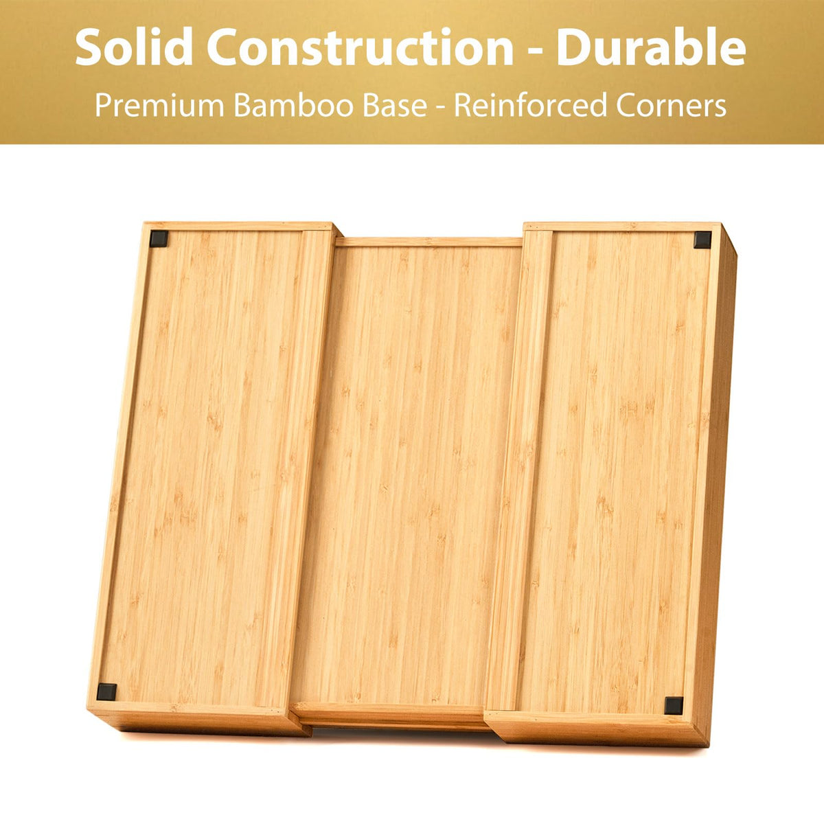 Umilife anti-skid silicone feet stabilize the organizer for quiet drawer operation.