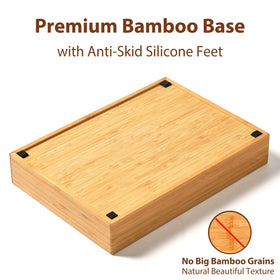 Umilife bamboo organizer with anti-skid feet to keep the drawer steady and quiet.