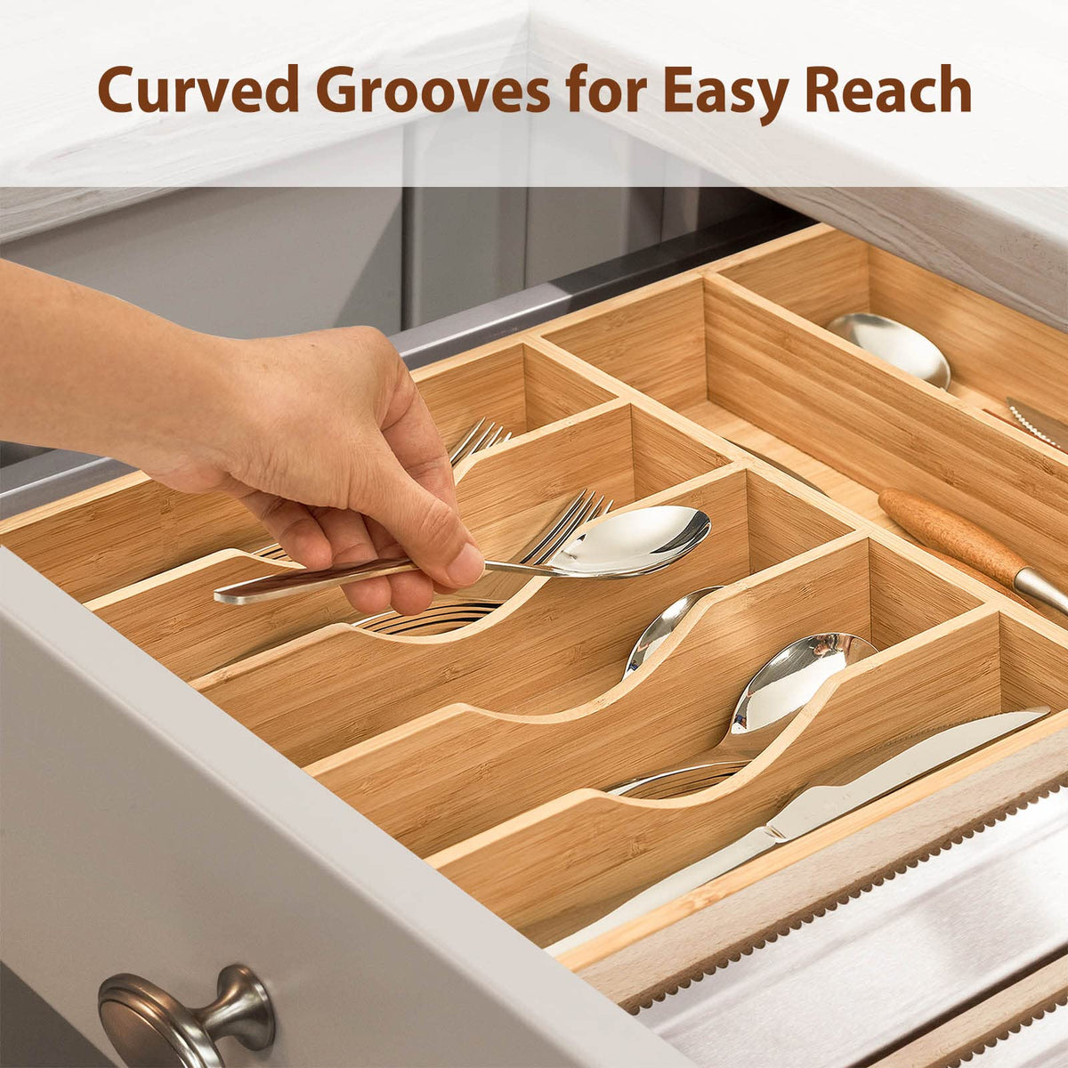 Layout of forks, spoons, and larger tools in the Umilife organizer