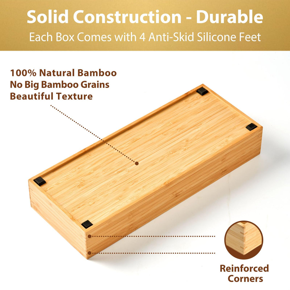 Umilife bamboo extra-high storage box keeps utensils neatly accessible