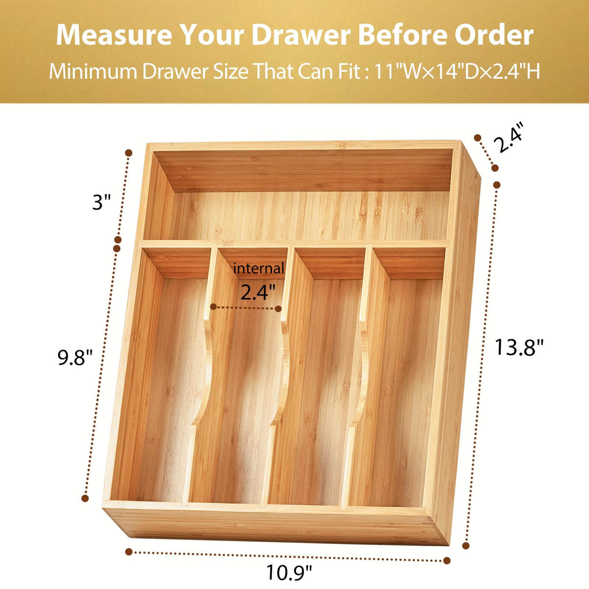 Umilife measurement guide image helps verify drawer compatibility.