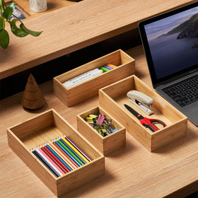Umilife multipurpose bamboo organizer suitable for office, bathroom, and pantry