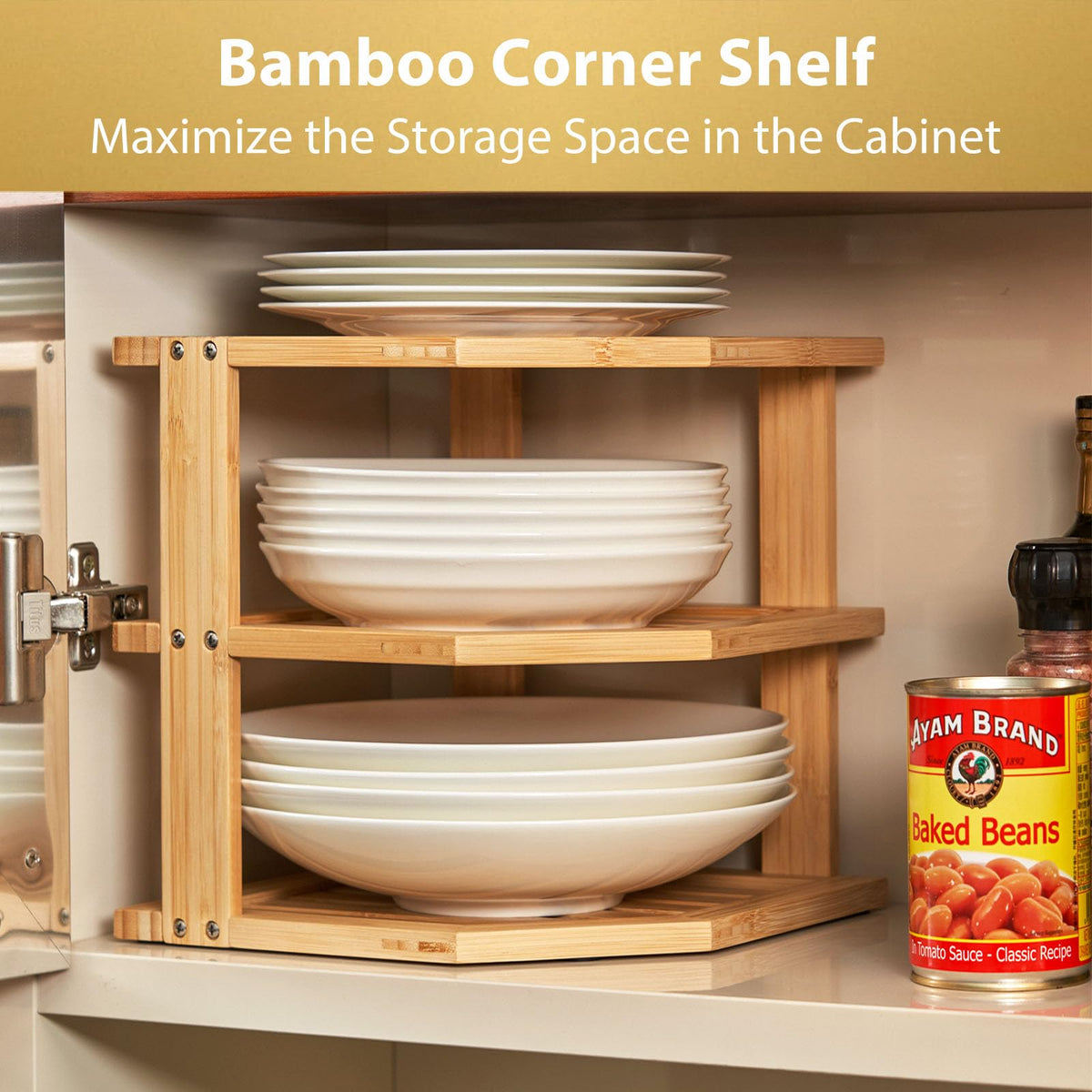Umilife dish and bread organizer holding bowls and loaves efficiently
