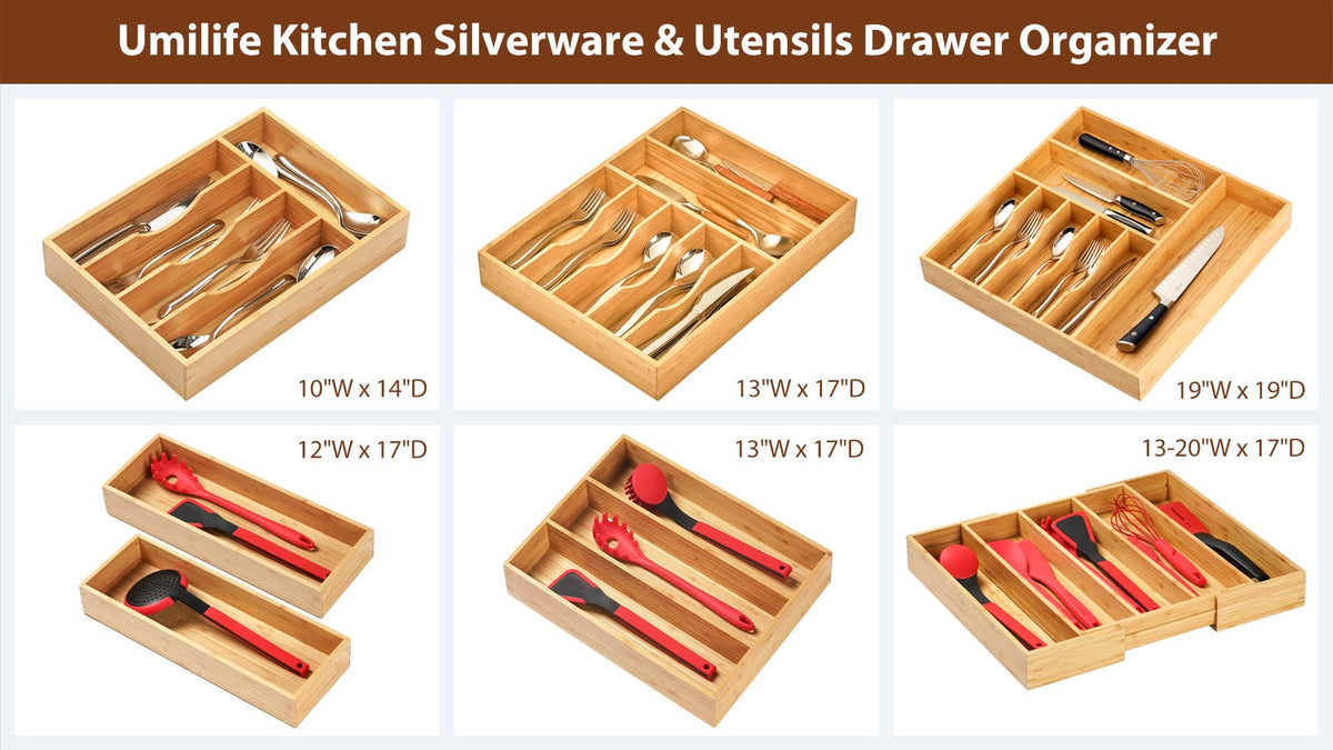 Umilife bamboo drawer organizer makes a thoughtful gift for organized kitchens.
