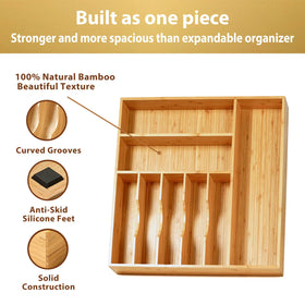 Umilife one-piece bamboo drawer tray highlights sturdy construction and long-lasting organization