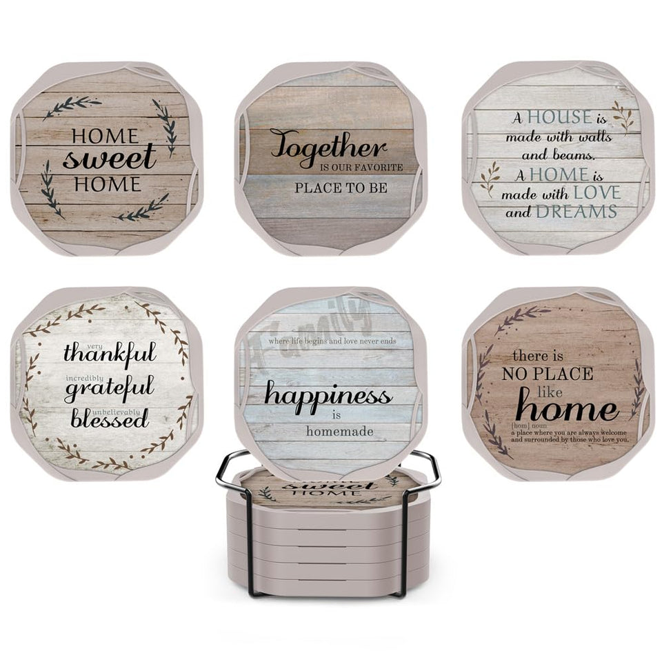 Umirro absorbent octagon coasters set protecting a rustic coffee table