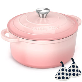 Umite Chef 5QT pink Dutch oven shows even heating for braising and baking.