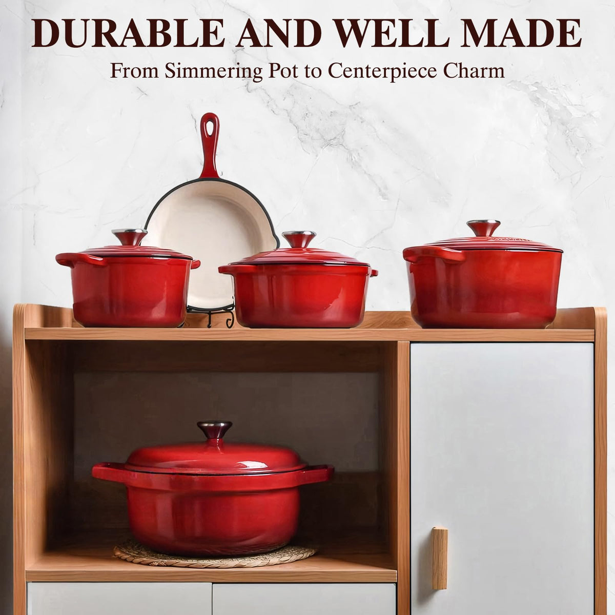 Easy-clean enamel surface of Umite Chef Dutch oven for quick cleanup