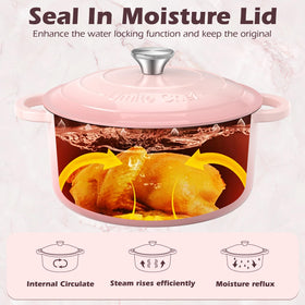 Smooth enamel glaze resists sticking and cleans easily after meals.